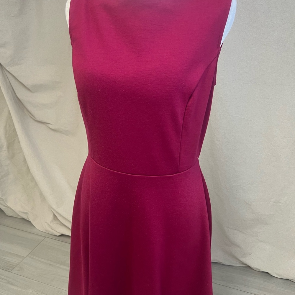 Merona Fuchsia Pink Sleeveless Boatneck Fit & Flare Dress Sz S/P Spring‎ Retro - Picture 2 of 7